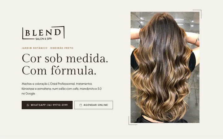 Print do modelo de site da Blend Salon & Spa, Ribeirão Preto