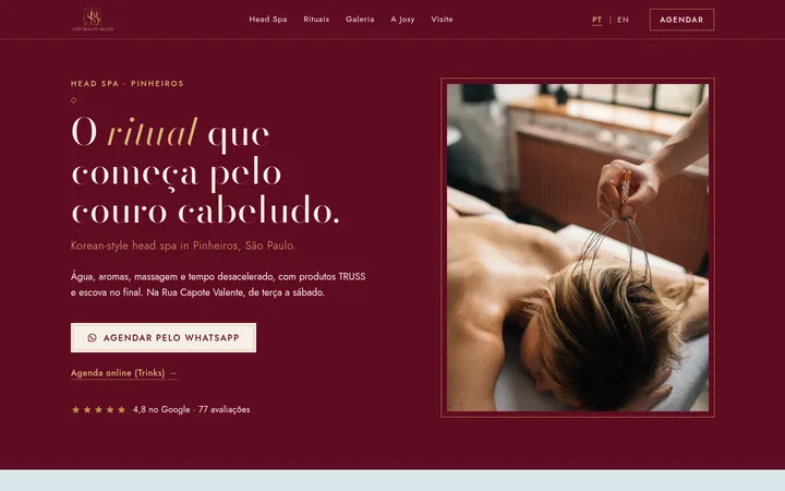 Print do modelo de site da Josy Beauty Salon, São Paulo