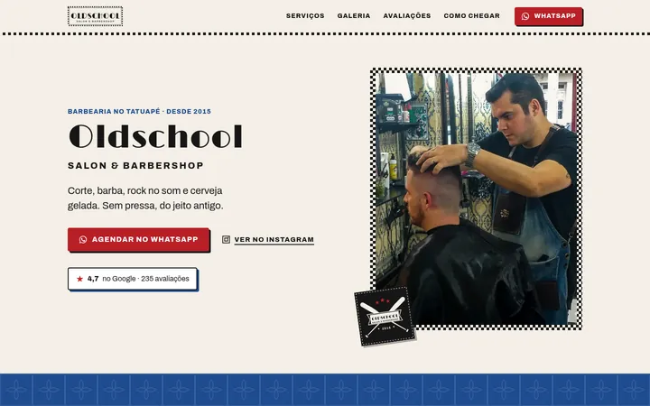 Print do modelo de site da Oldschool Salon & Barbershop, São Paulo